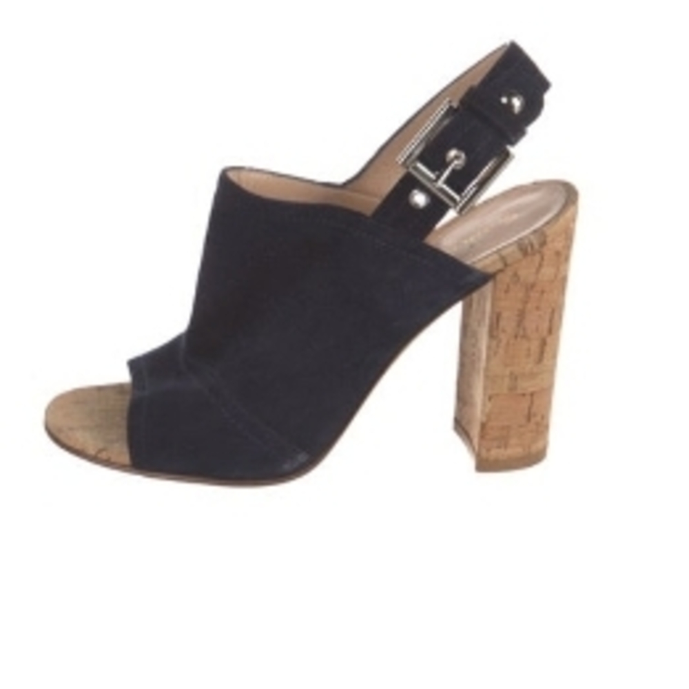 Gianvito Rossi Navy Suede Slingback Heels